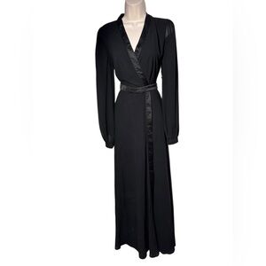 Elegant Black Long Sleeve Wrap Dress